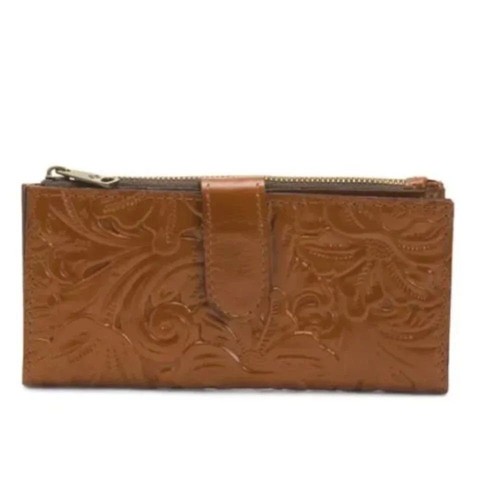 Patricia Nash NAZARI Leather Bifold Wallet Tooled Card Case Floral Florence